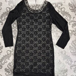 Denim & Supply Ralph Lauren Black Lace Overlay Long Sleeve Dress